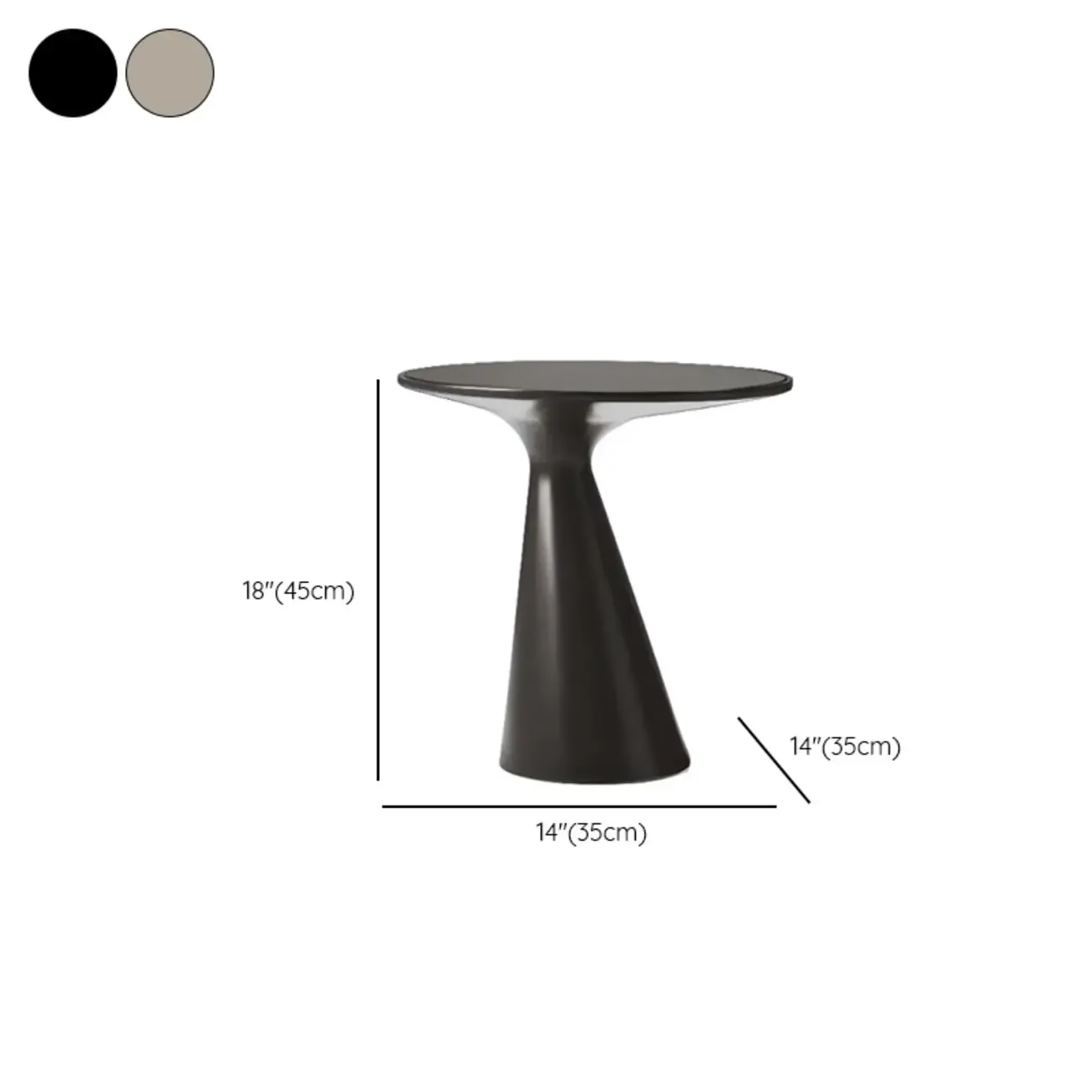 Modern Round Metal and Glass Side Table for Living Room #size