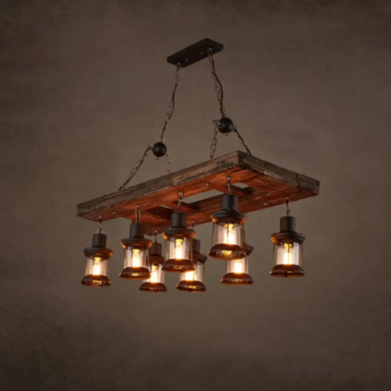 Industrial Island Light Brown Steampunk Cylindrical Pendant Light Image - 13