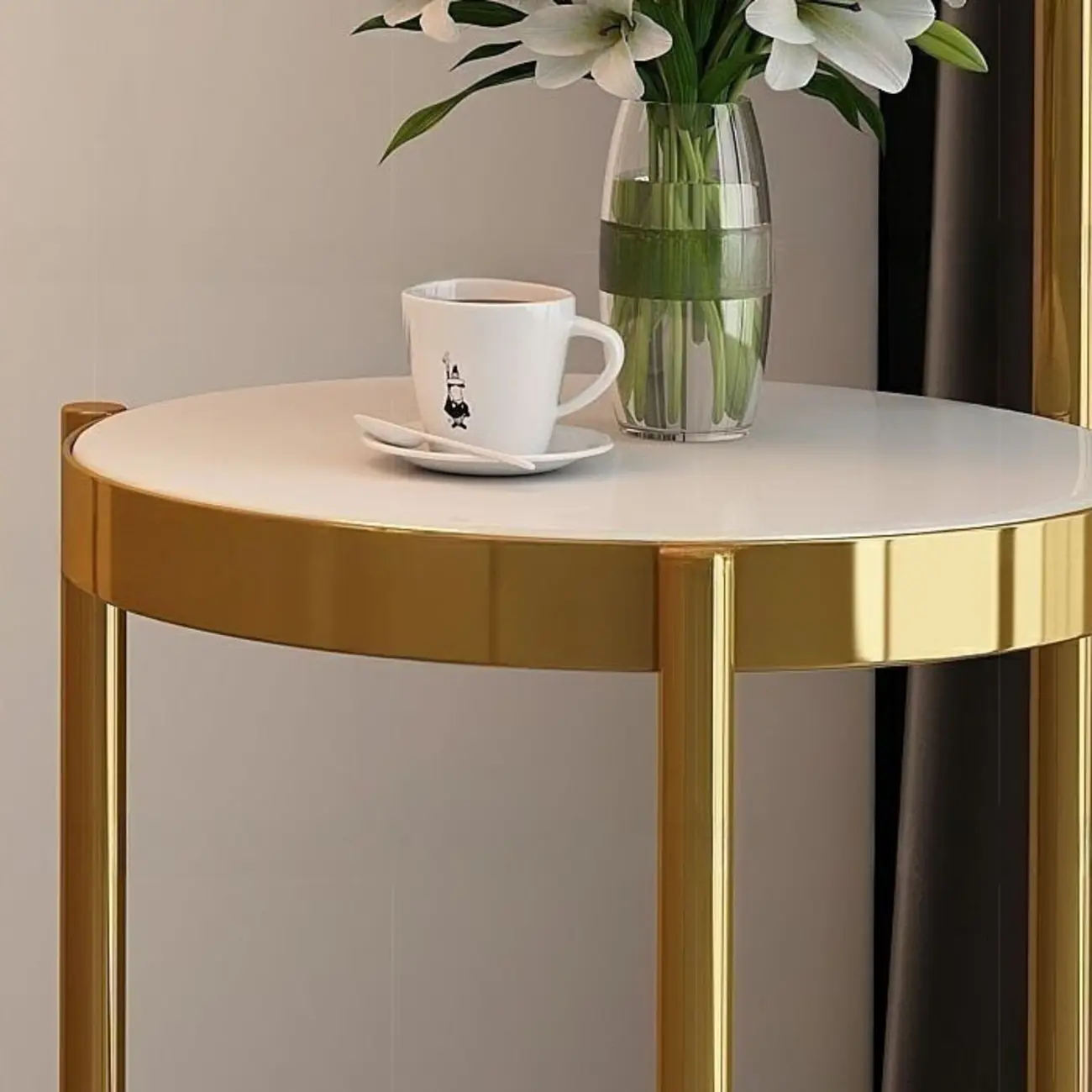 Arc Floor Lamp with Shelves and Adjustable Head for Living Room Image - 11 | homeyfad