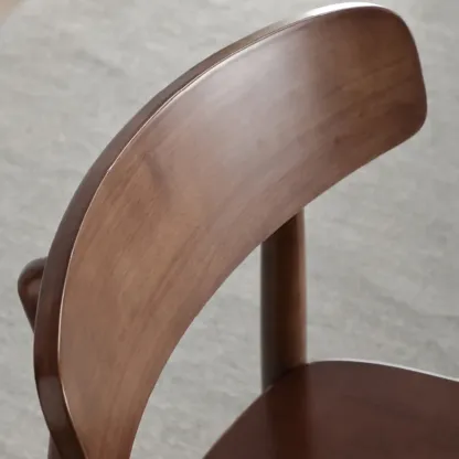 Scandinavian Wooden Low Back Upholstered Dining Chair Image - 6