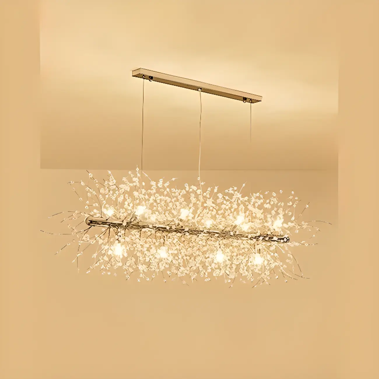 Golden Geometric Crystal Island Light Adjustable Hanging Length Image - 13 | homeyfad