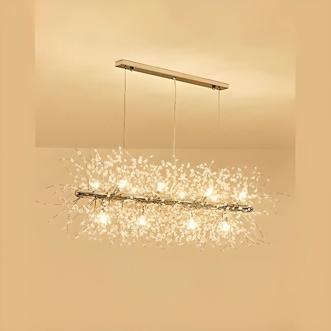 Golden Geometric Crystal Island Light Adjustable Hanging Length Image - 13
