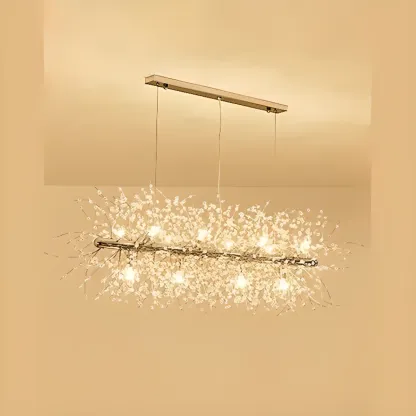 Golden Geometric Crystal Island Light Adjustable Hanging Length Image - 13