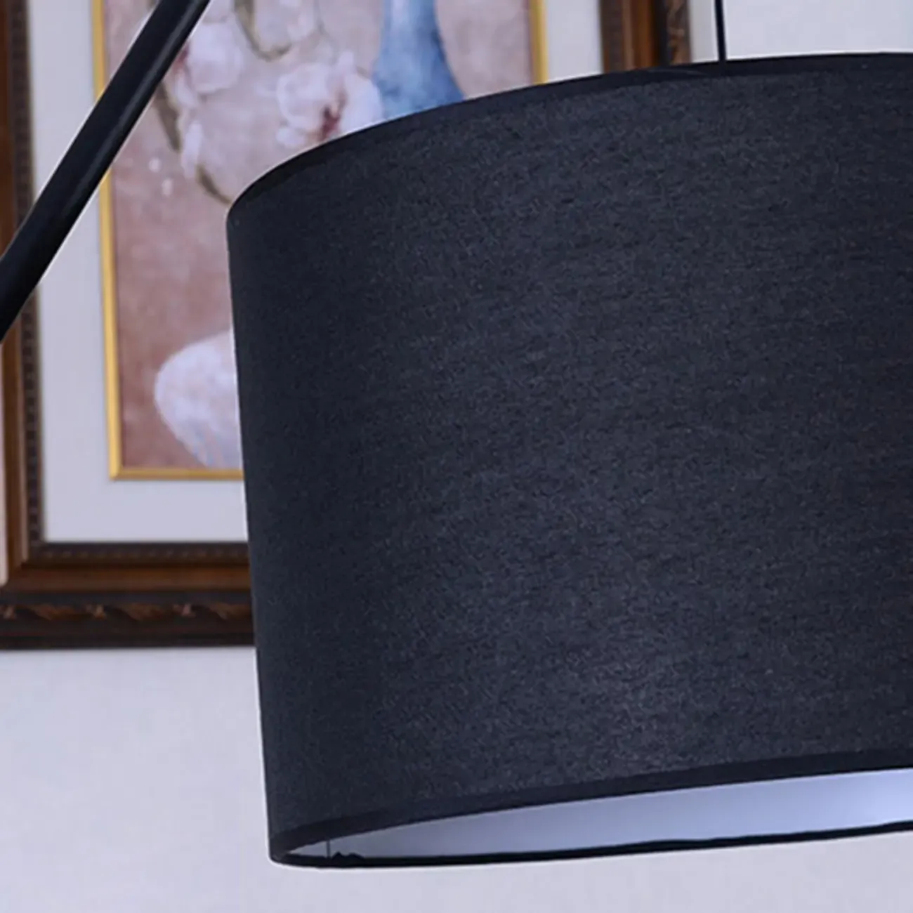 Black Traditional Floor Lamp with White Pleated Fabric Shade Image - 11