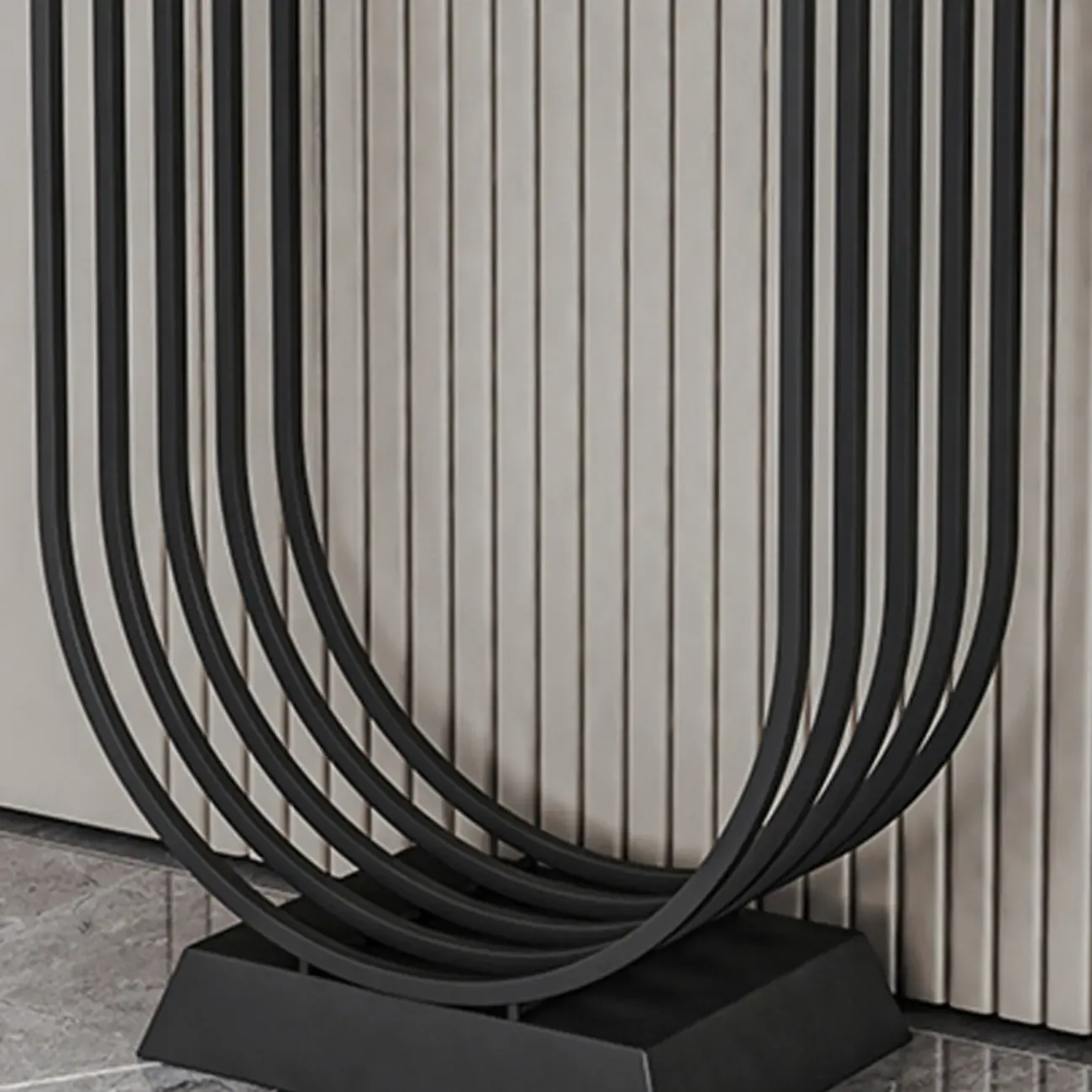 Narrow Stone Top Console Table with U-Shaped Base Image - 8