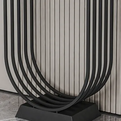 Narrow Stone Top Console Table with U-Shaped Base Image - 8
