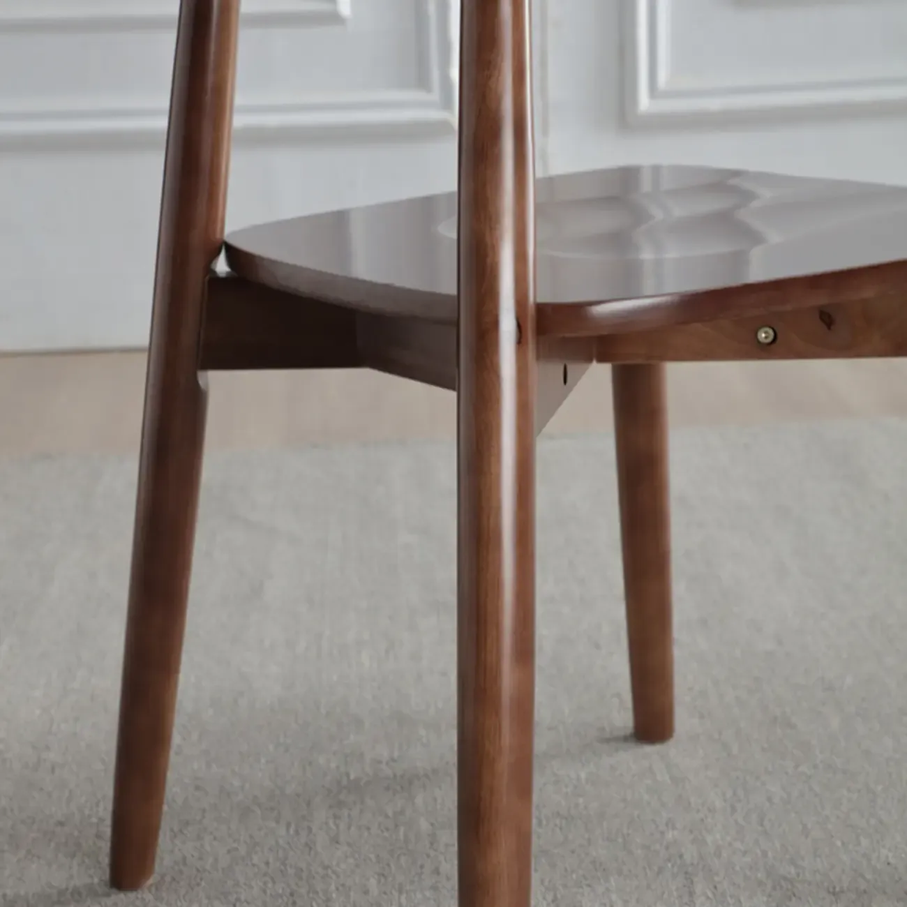 Scandinavian Wooden Low Back Upholstered Dining Chair Image - 7
