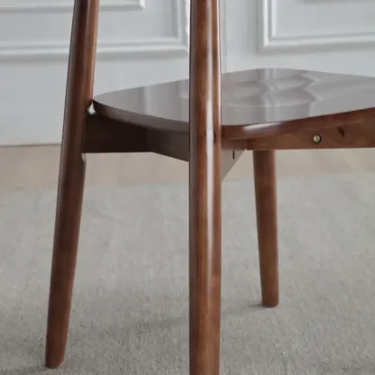 Scandinavian Wooden Low Back Upholstered Dining Chair Image - 7