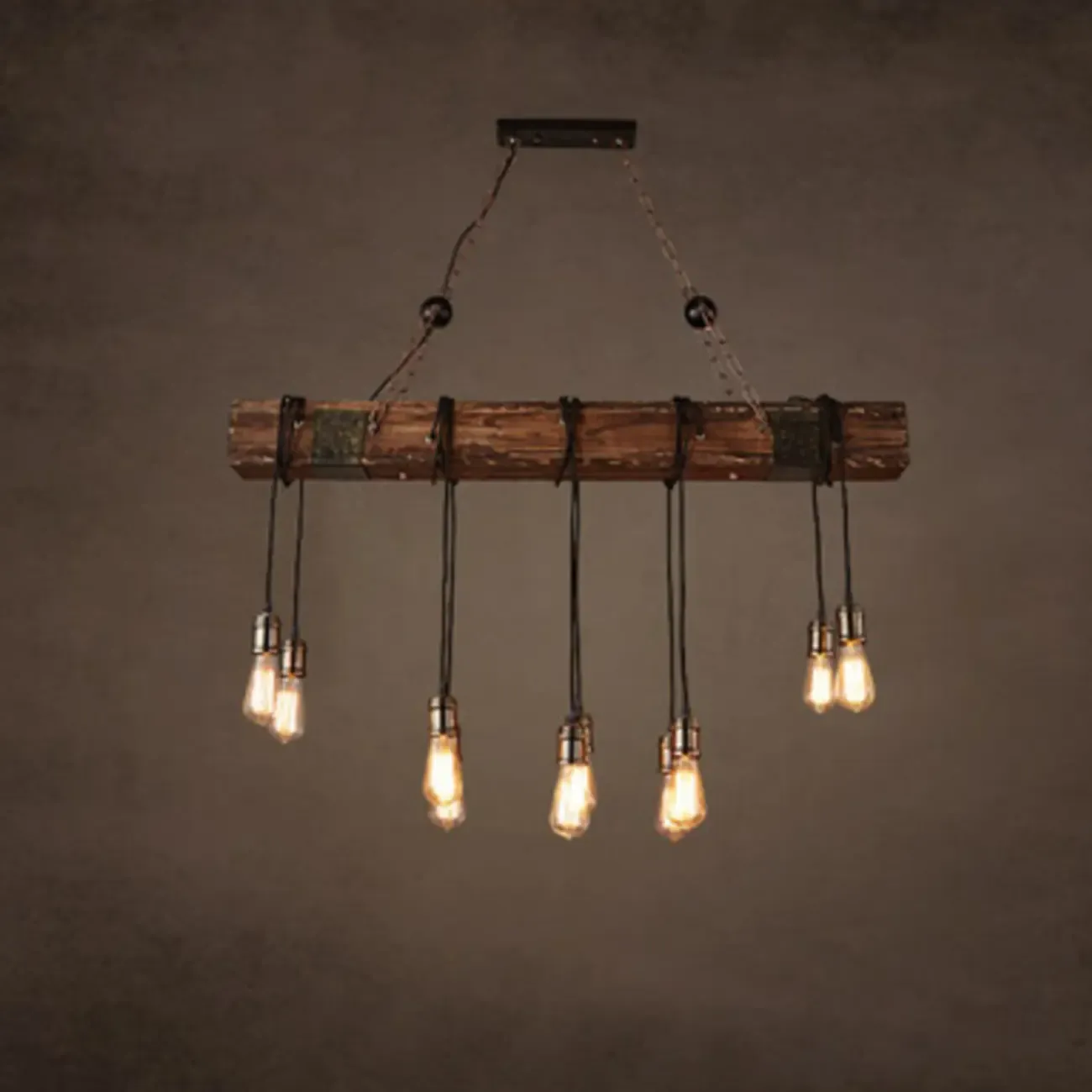 Industrial Island Light Brown Steampunk Cylindrical Pendant Light Image - 15