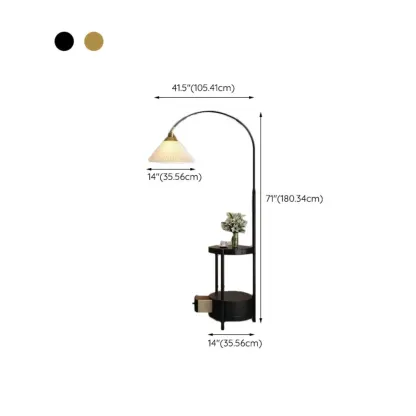 Arc Floor Lamp with Shelves and Adjustable Head for Living Room Image - 13