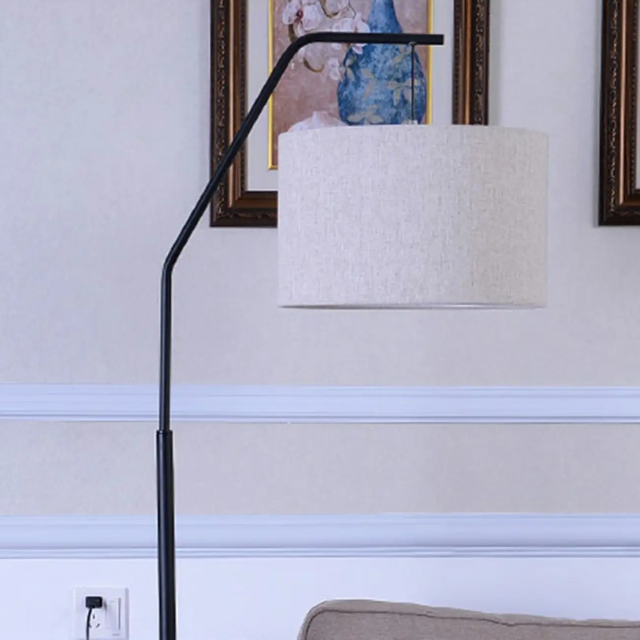 Black Traditional Floor Lamp with White Pleated Fabric Shade Image - 13 | homeyfad