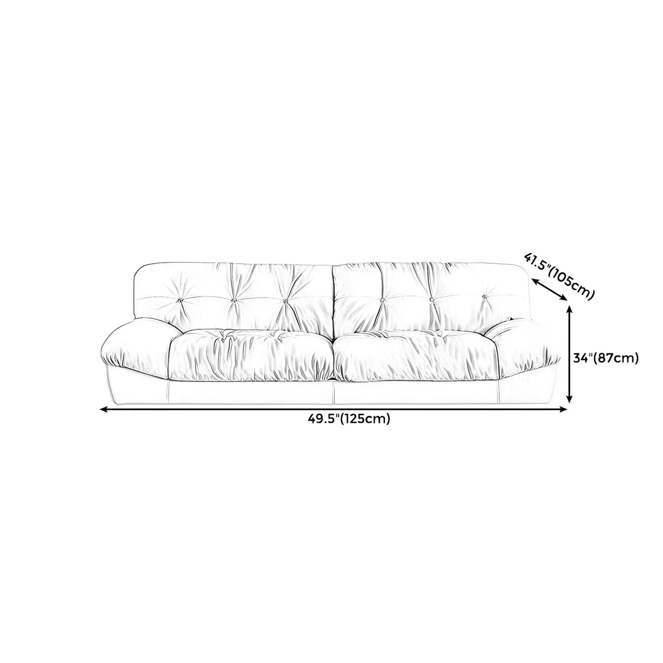 Modern Off-White Tufted Leather Sectional Sofa for Living Room Image - 17