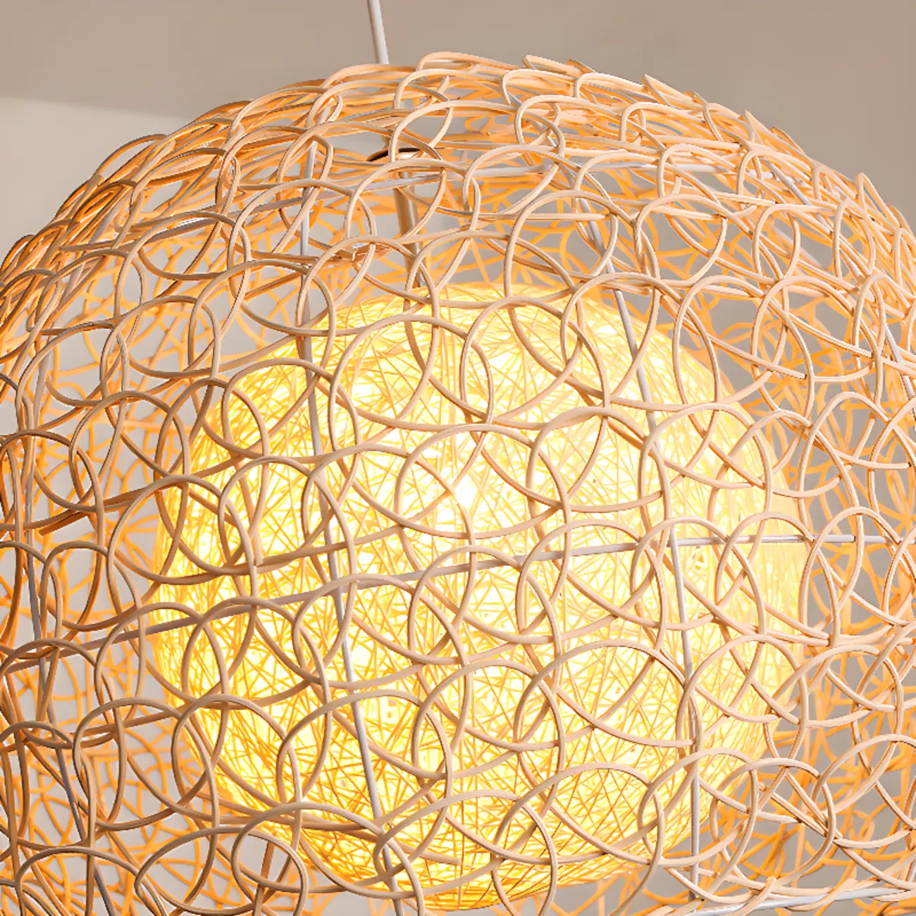 Japanese Rattan Round Lantern Pendant Light for Dining Room Image - 11 | homeyfad