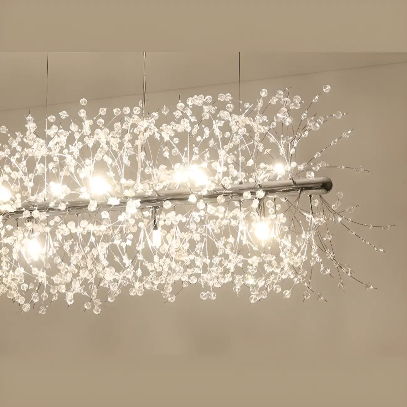 Golden Geometric Crystal Island Light Adjustable Hanging Length Image - 17