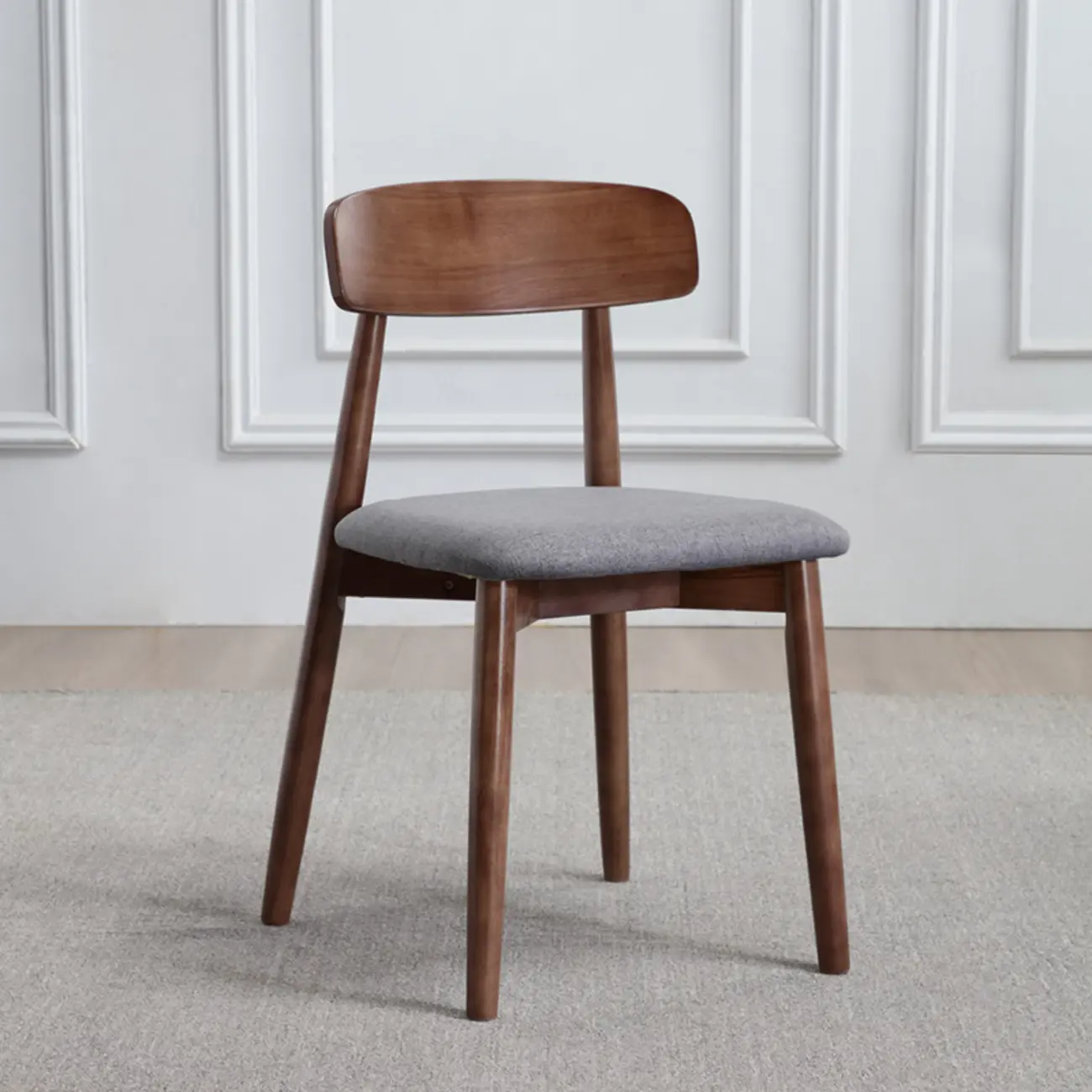 Scandinavian Wooden Low Back Upholstered Dining Chair Image - 12 | homeyfad