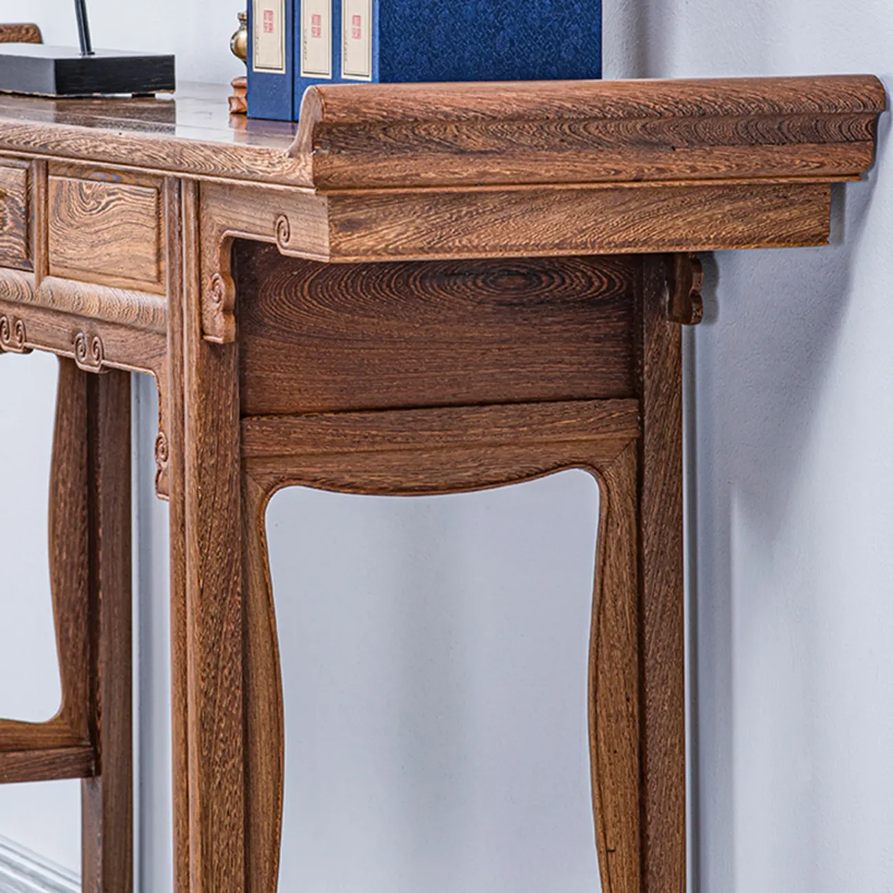Oriental Brown Wooden Console Table with Drawers Image - 11 | homeyfad