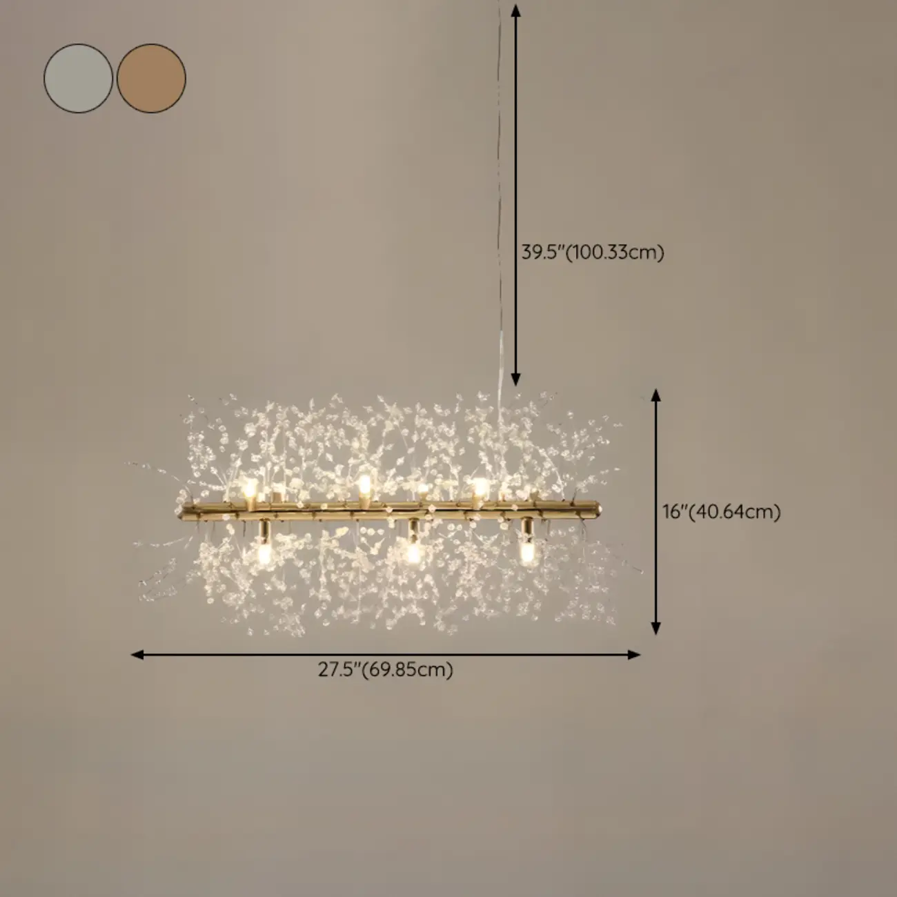 Golden Geometric Crystal Island Light Adjustable Hanging Length #size | homeyfad