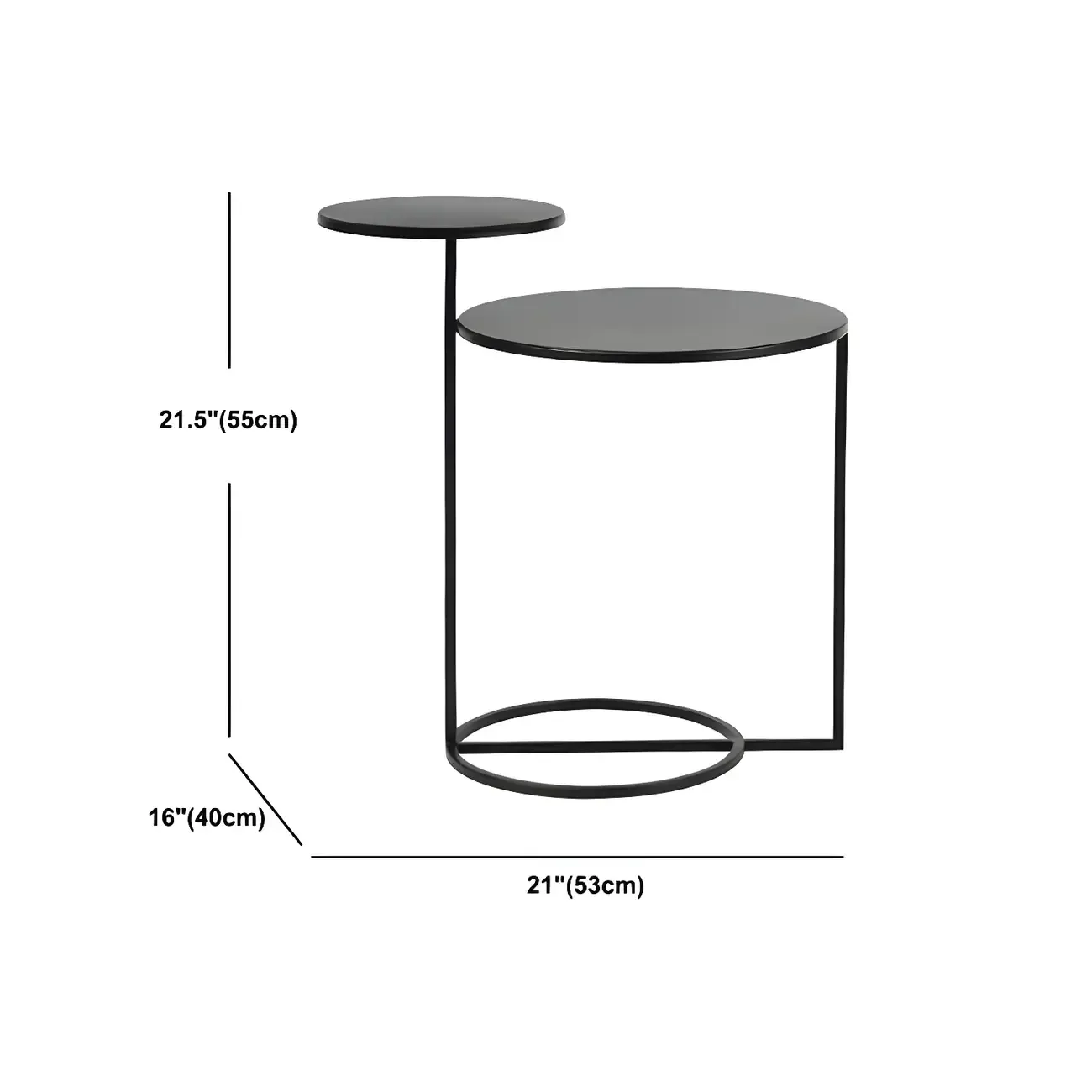 Simple Round Metal Bedside Table in Black with Shelf  Image - 22