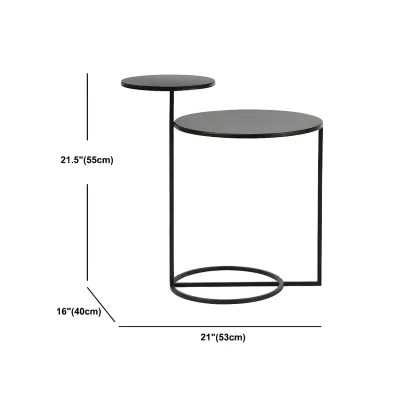 Simple Round Metal Bedside Table in Black with Shelf  Image - 22