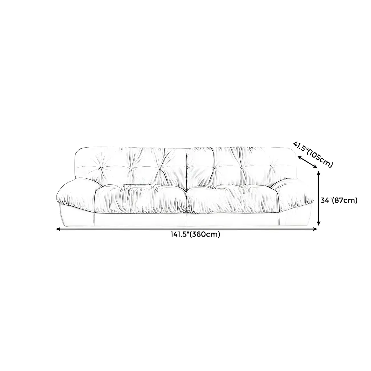 Modern Off-White Tufted Leather Sectional Sofa for Living Room Image - 20