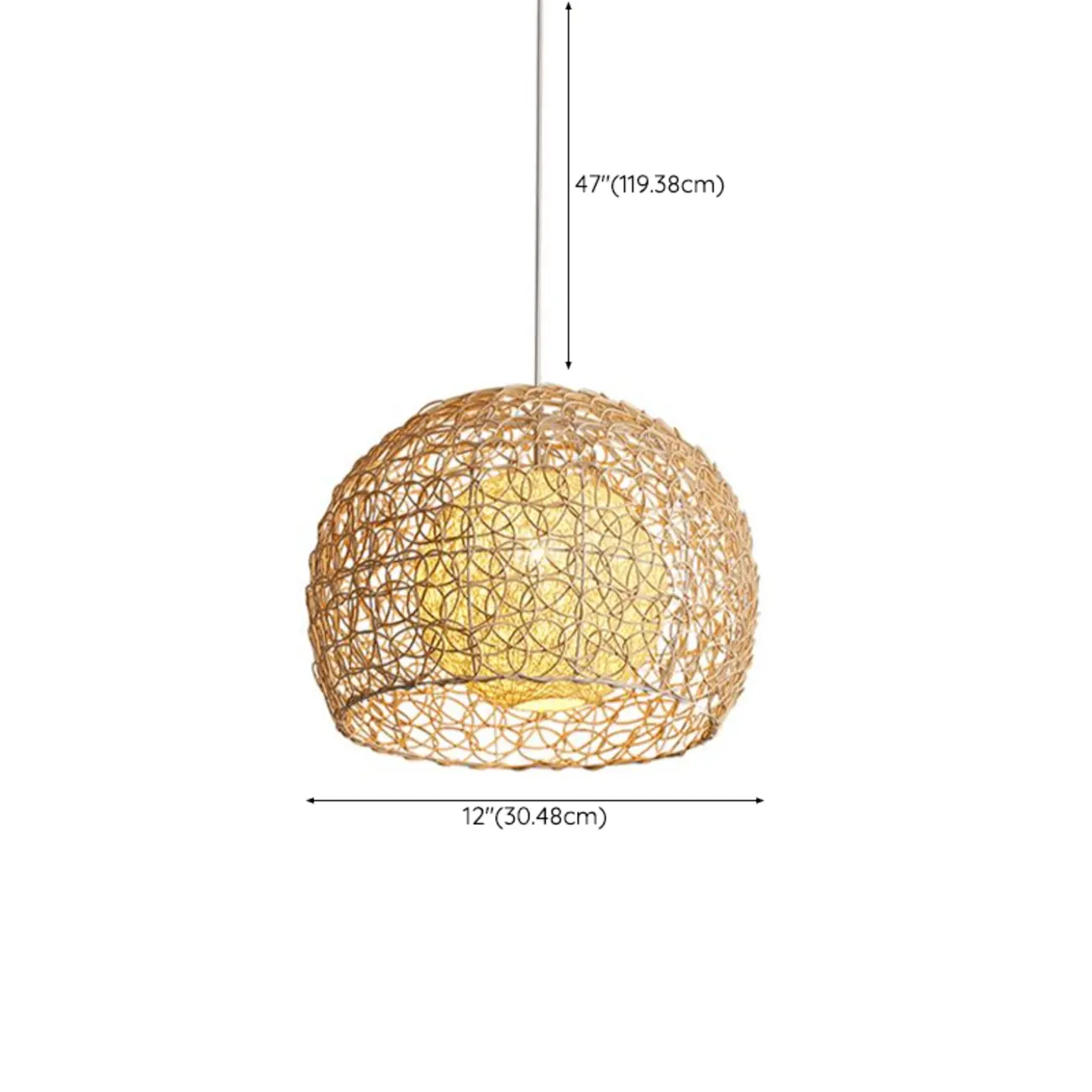 Japanese Rattan Round Lantern Pendant Light for Dining Room #size | homeyfad