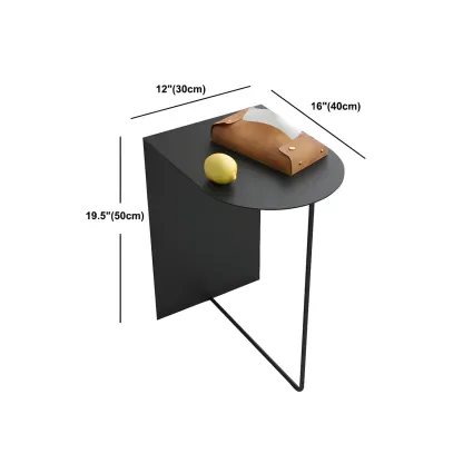 Simple Round Metal Bedside Table in Black with Shelf  Image - 23