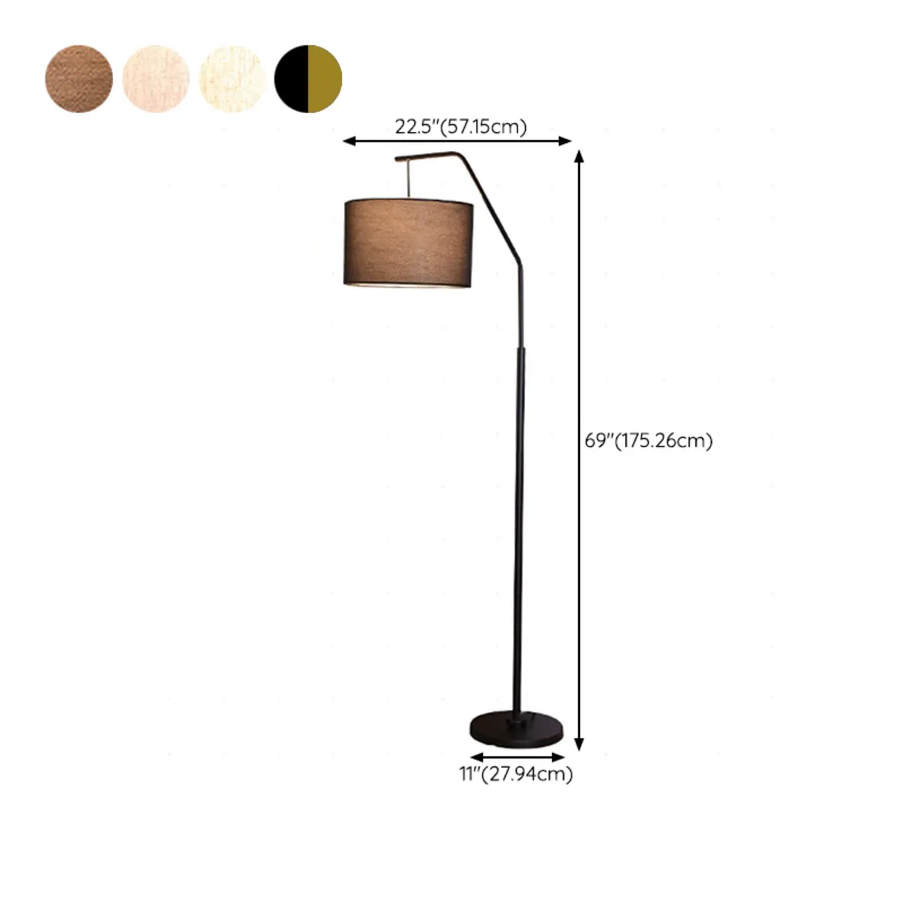 Black Traditional Floor Lamp with White Pleated Fabric Shade #size | homeyfad