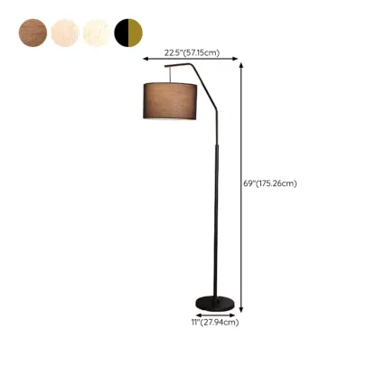Black Traditional Floor Lamp with White Pleated Fabric Shade #size