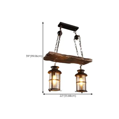 Industrial Island Light Brown Steampunk Cylindrical Pendant Light Image - 20