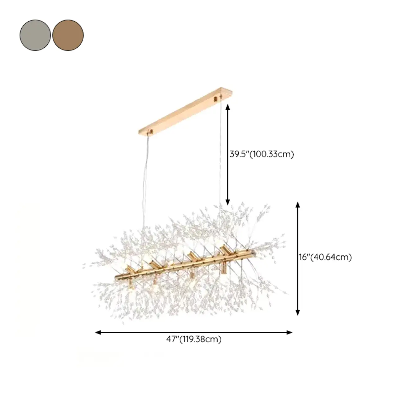 Golden Geometric Crystal Island Light Adjustable Hanging Length Image - 20 | homeyfad