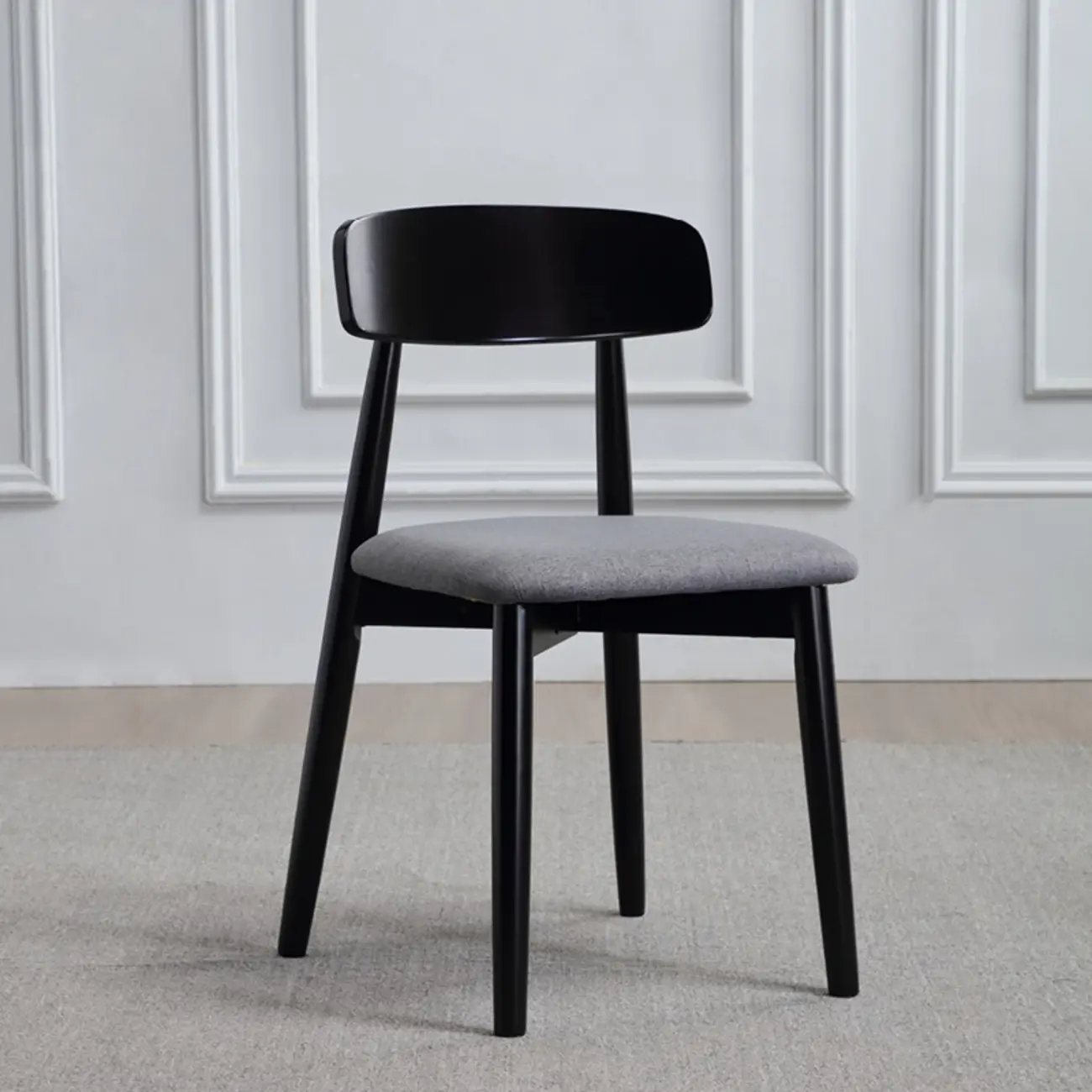Scandinavian Wooden Low Back Upholstered Dining Chair Image - 15 | homeyfad
