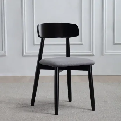 Scandinavian Wooden Low Back Upholstered Dining Chair Image - 15