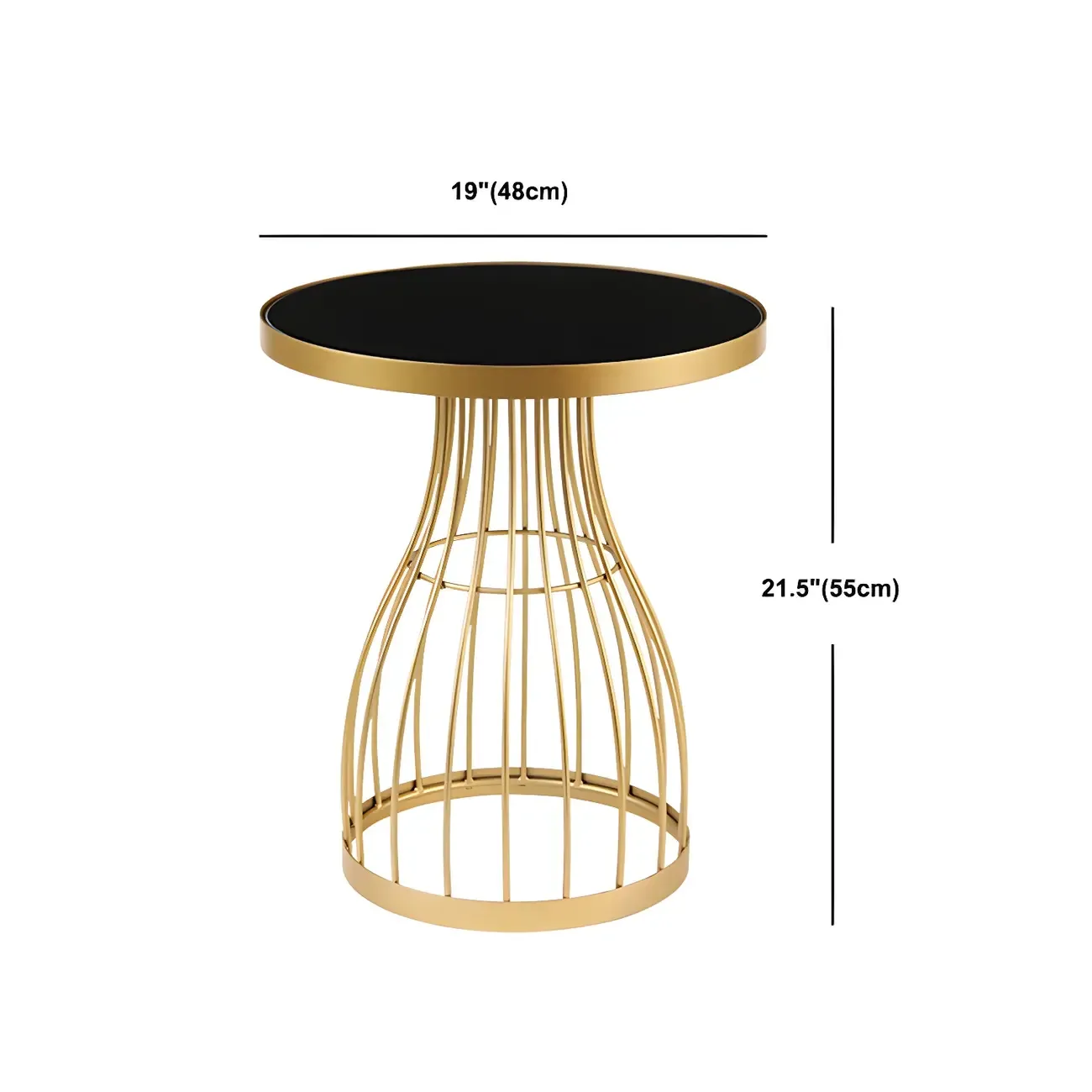 Simple Round Metal Bedside Table in Black with Shelf  Image - 25