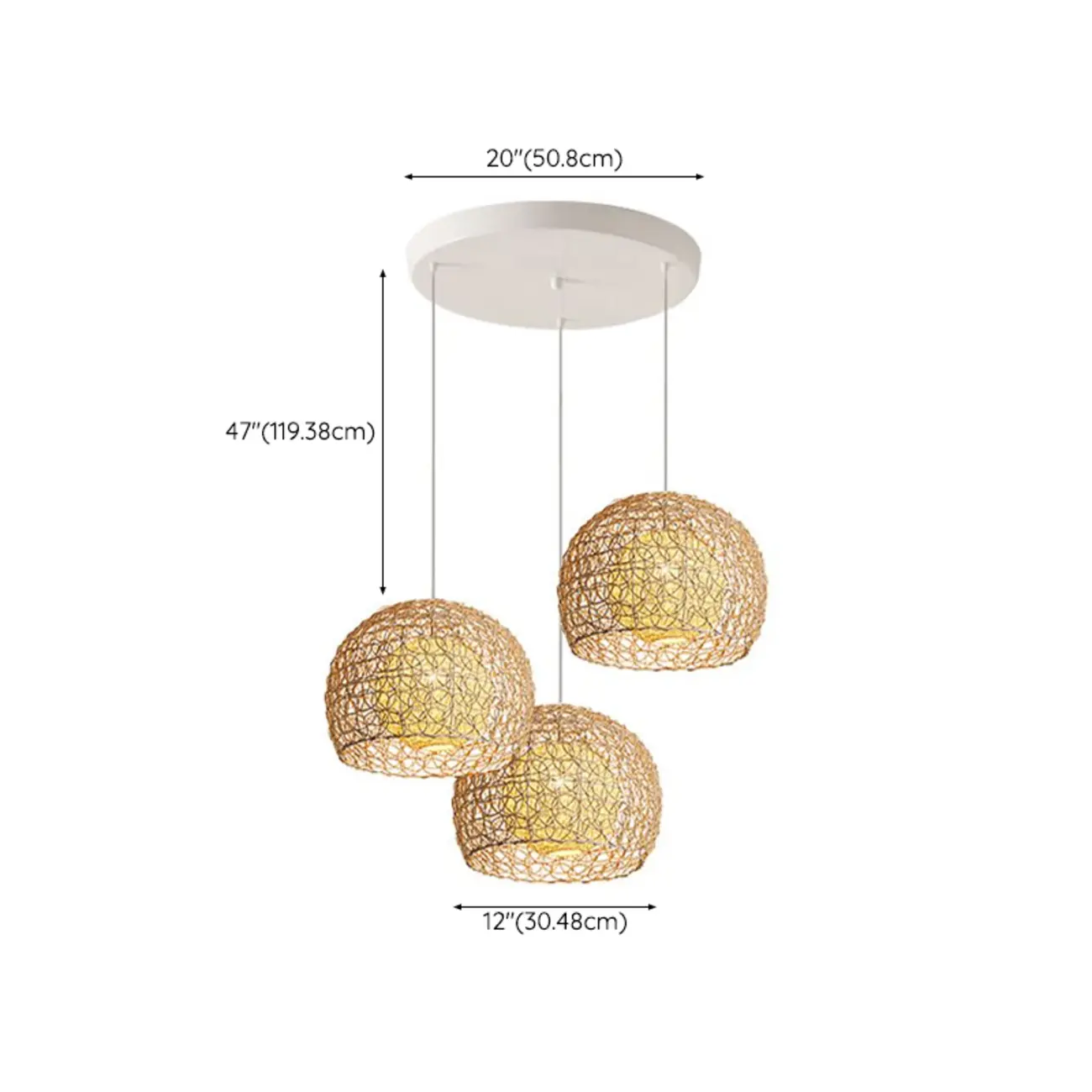 Japanese Rattan Round Lantern Pendant Light for Dining Room Image - 15 | homeyfad