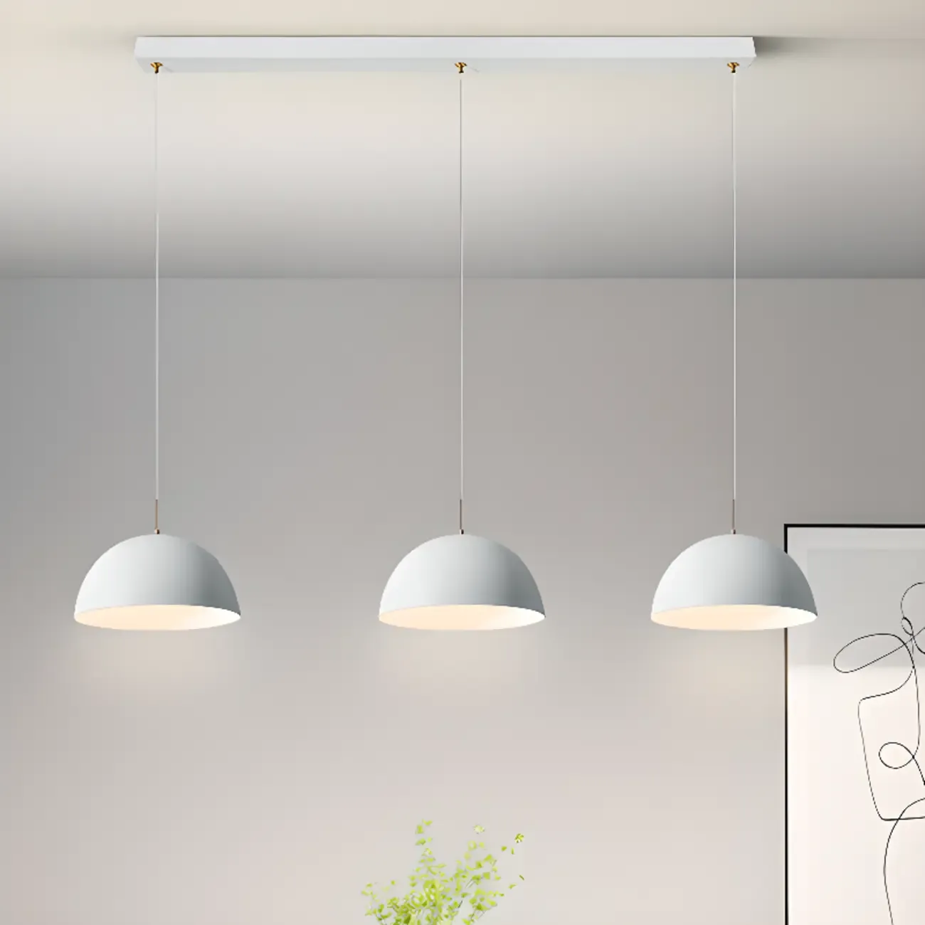 Nordic White Dome Metal Pendant Lamp for Dining Room Image - 1