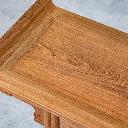 Oriental Brown Wooden Console Table with Drawers Image - 14