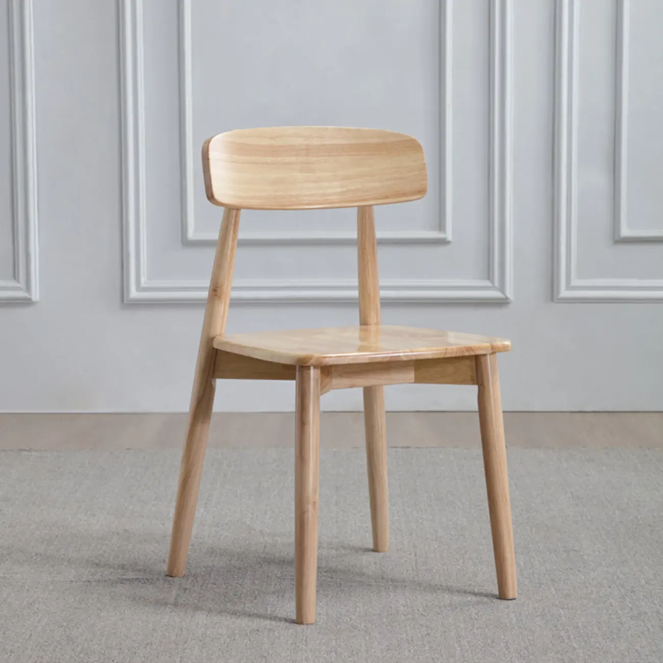 Scandinavian Wooden Low Back Upholstered Dining Chair Image - 17 | homeyfad