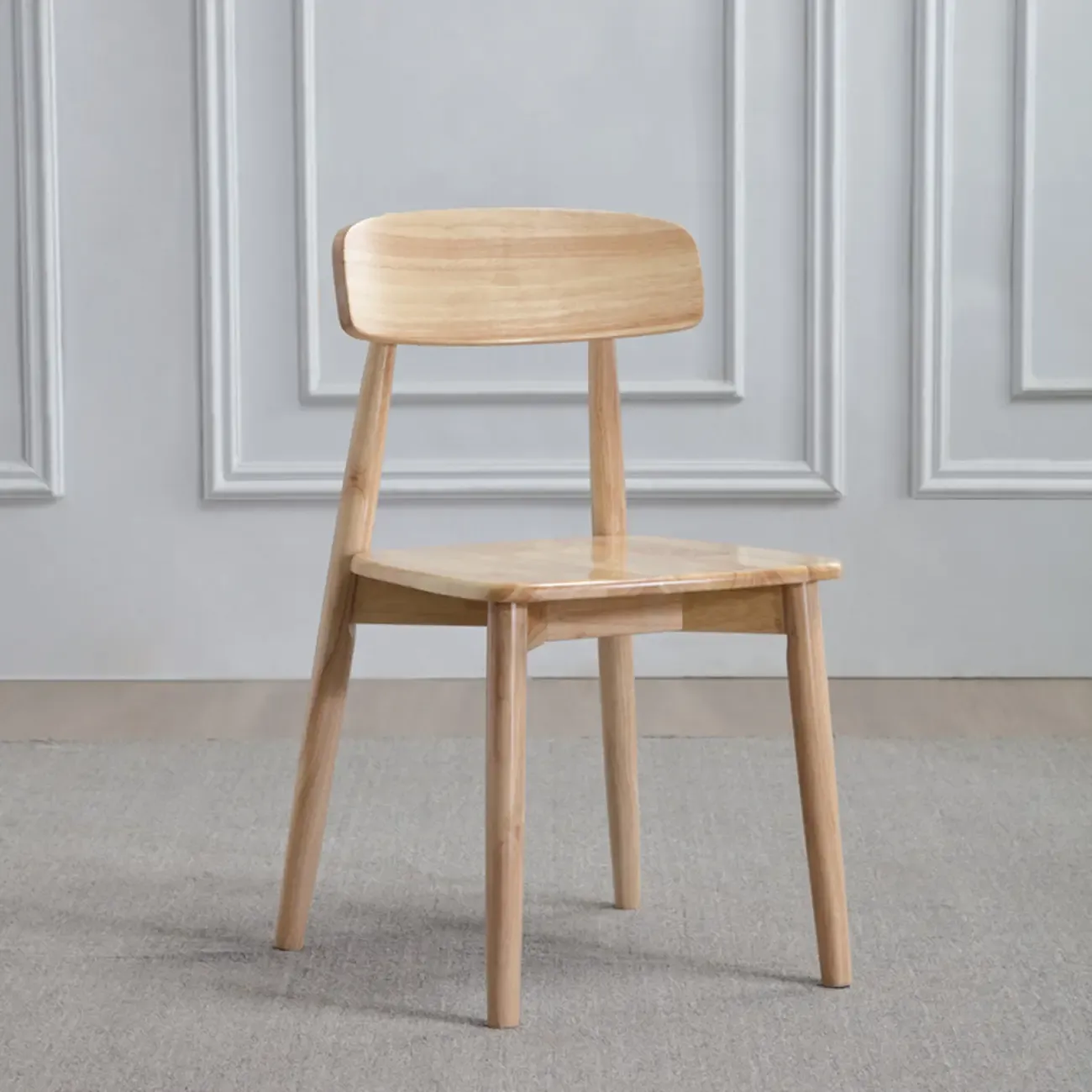 Scandinavian Wooden Low Back Upholstered Dining Chair Image - 17