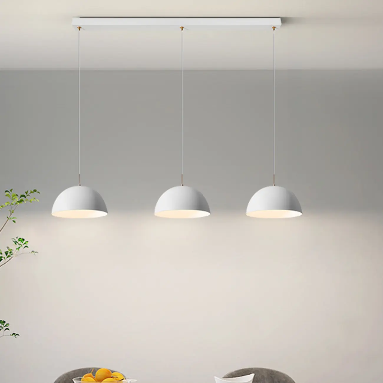 Nordic White Dome Metal Pendant Lamp for Dining Room Image - 3 | homeyfad