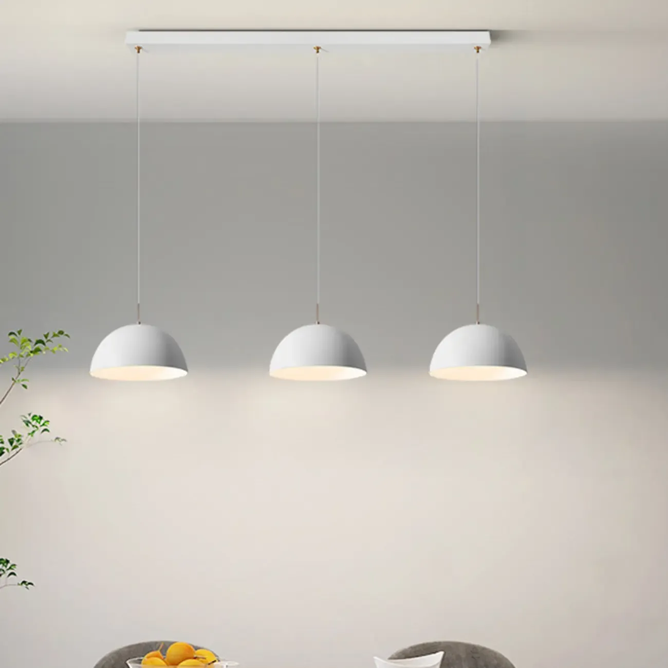 Nordic White Dome Metal Pendant Lamp for Dining Room Image - 3