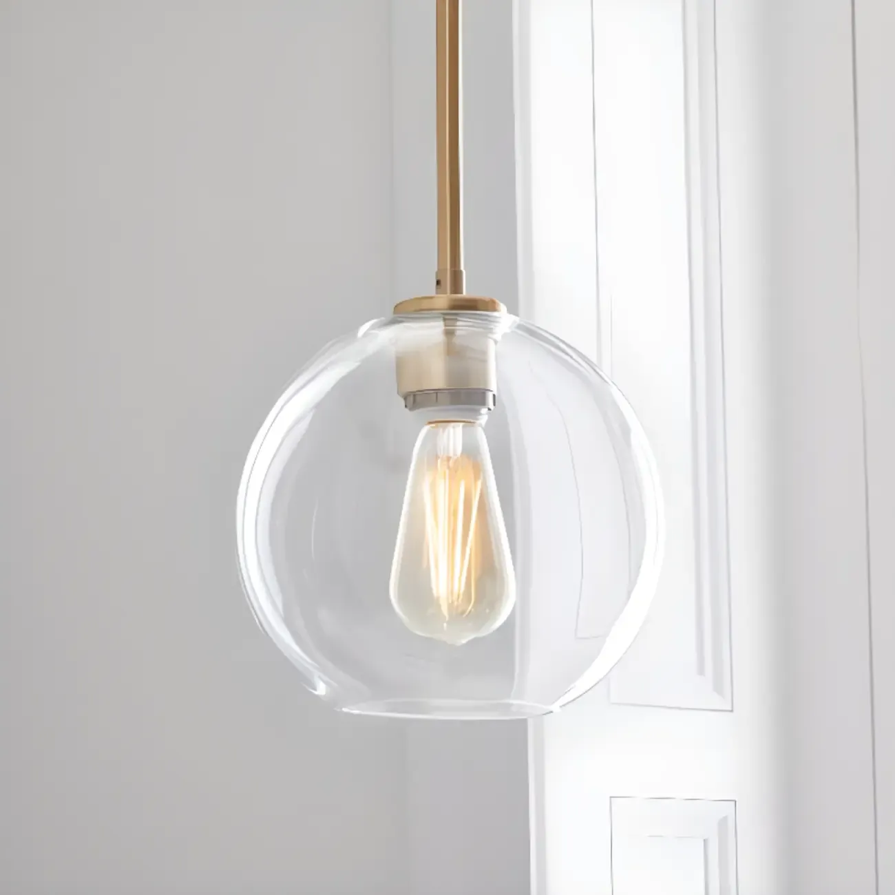 Contemporary Clear Glass Bubble Shape LED Pendant Light for Living Room Image - 4