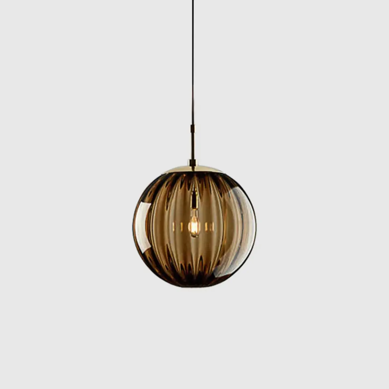 Modern Smoky Glass LED Globe Pendant Light Design for Bedroom Image - 3
