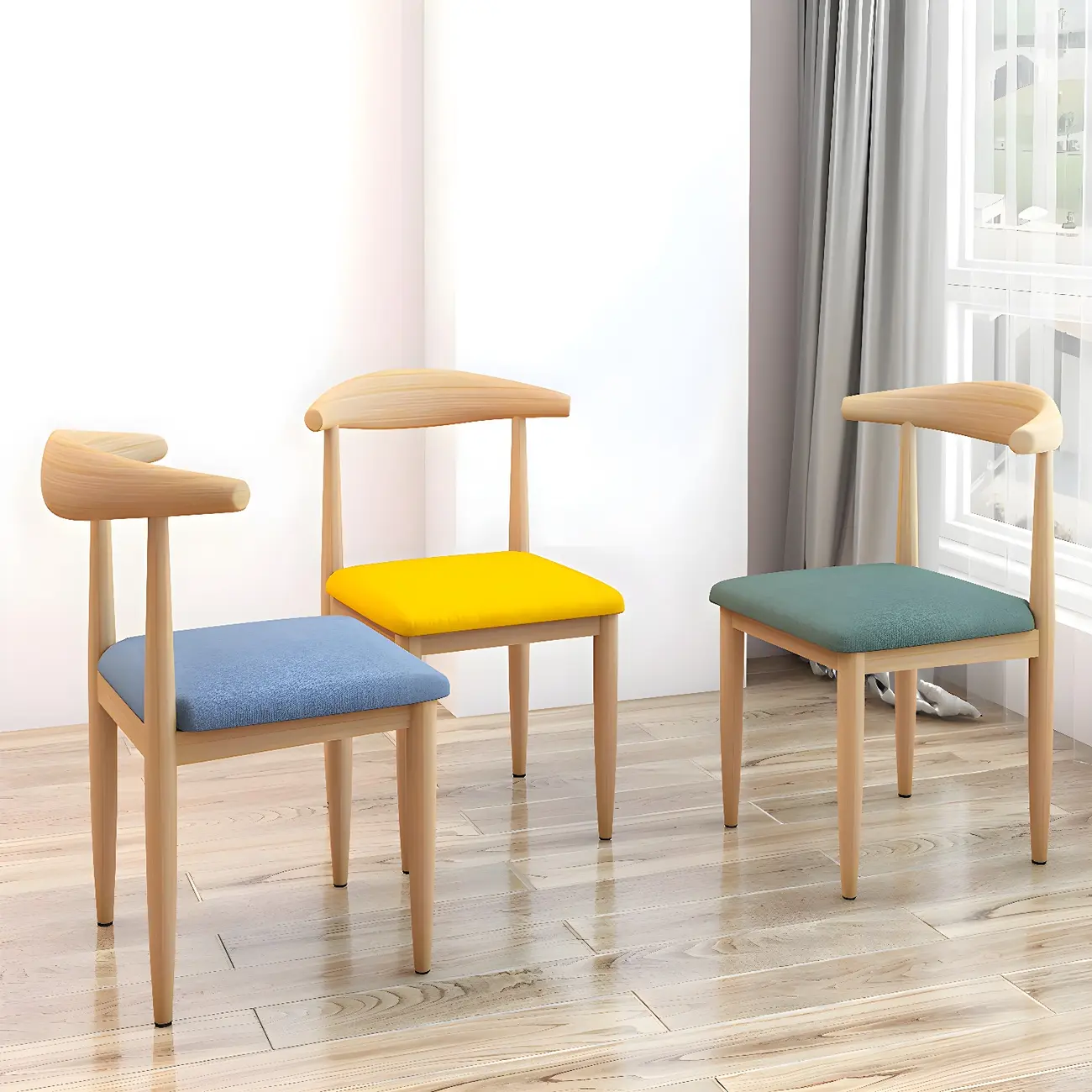 Contemporary Wooden Dining Chair with Upholstered Seat and Open Back Image - 1 | homeyfad