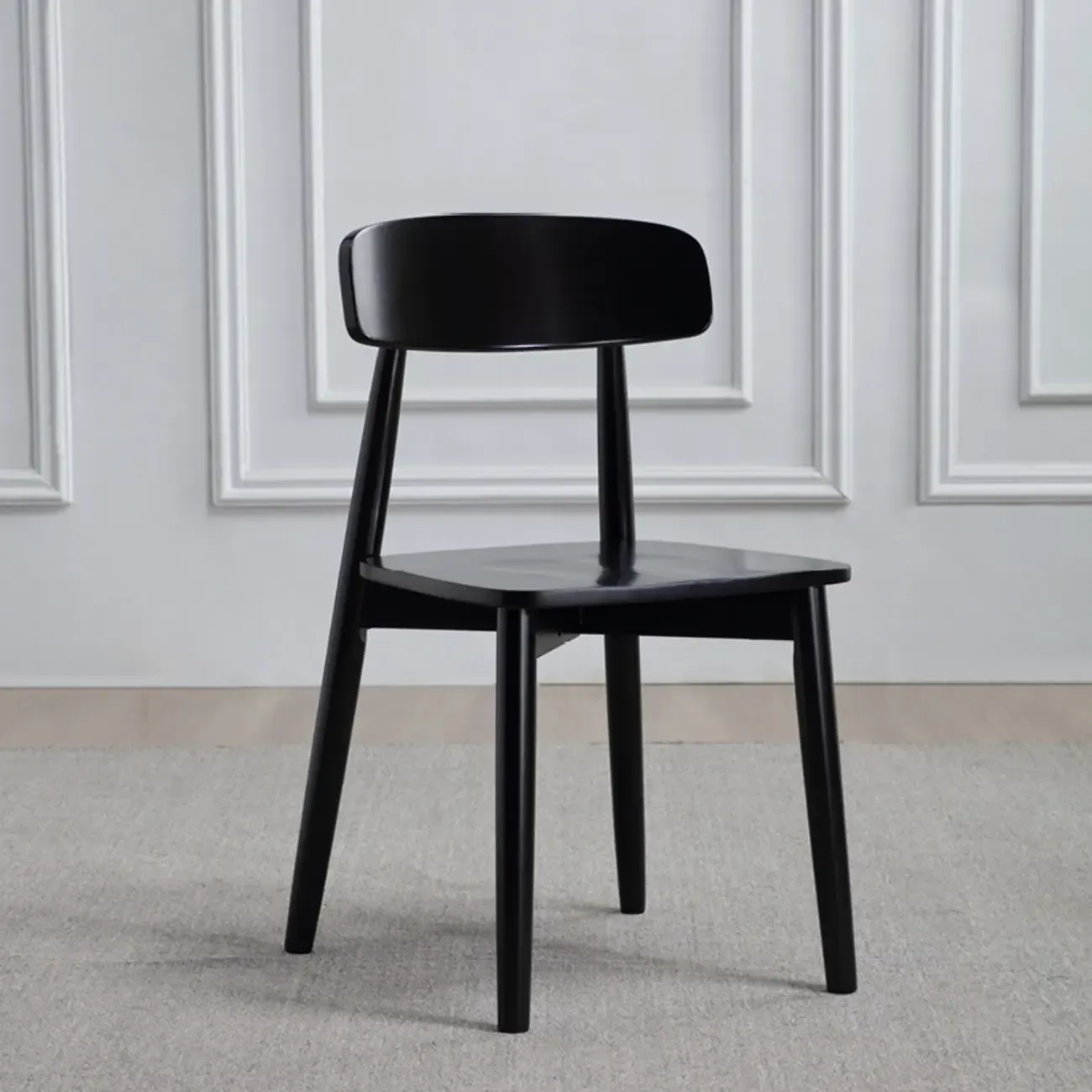 Scandinavian Wooden Low Back Upholstered Dining Chair Image - 19