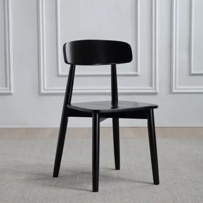 Scandinavian Wooden Low Back Upholstered Dining Chair Image - 19