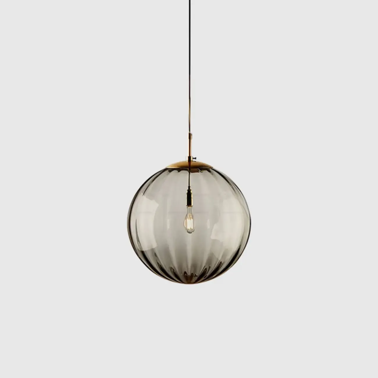 Modern Smoky Glass LED Globe Pendant Light Design for Bedroom Image - 5