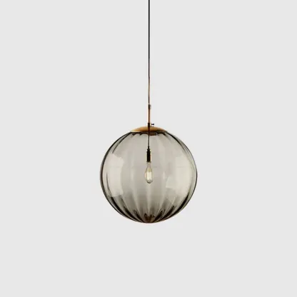 Modern Smoky Glass LED Globe Pendant Light Design for Bedroom Image - 5