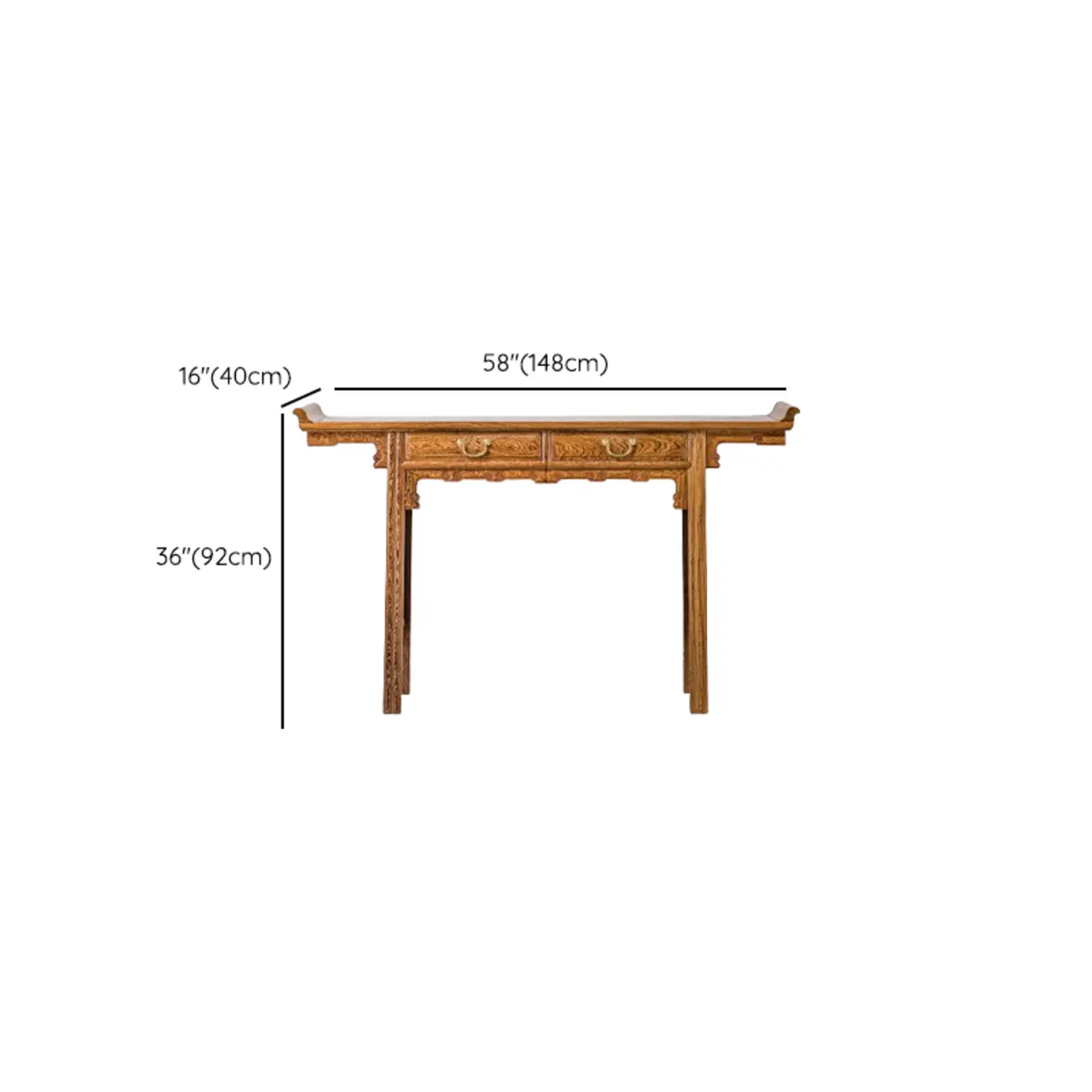 Oriental Brown Wooden Console Table with Drawers Image - 18 | homeyfad