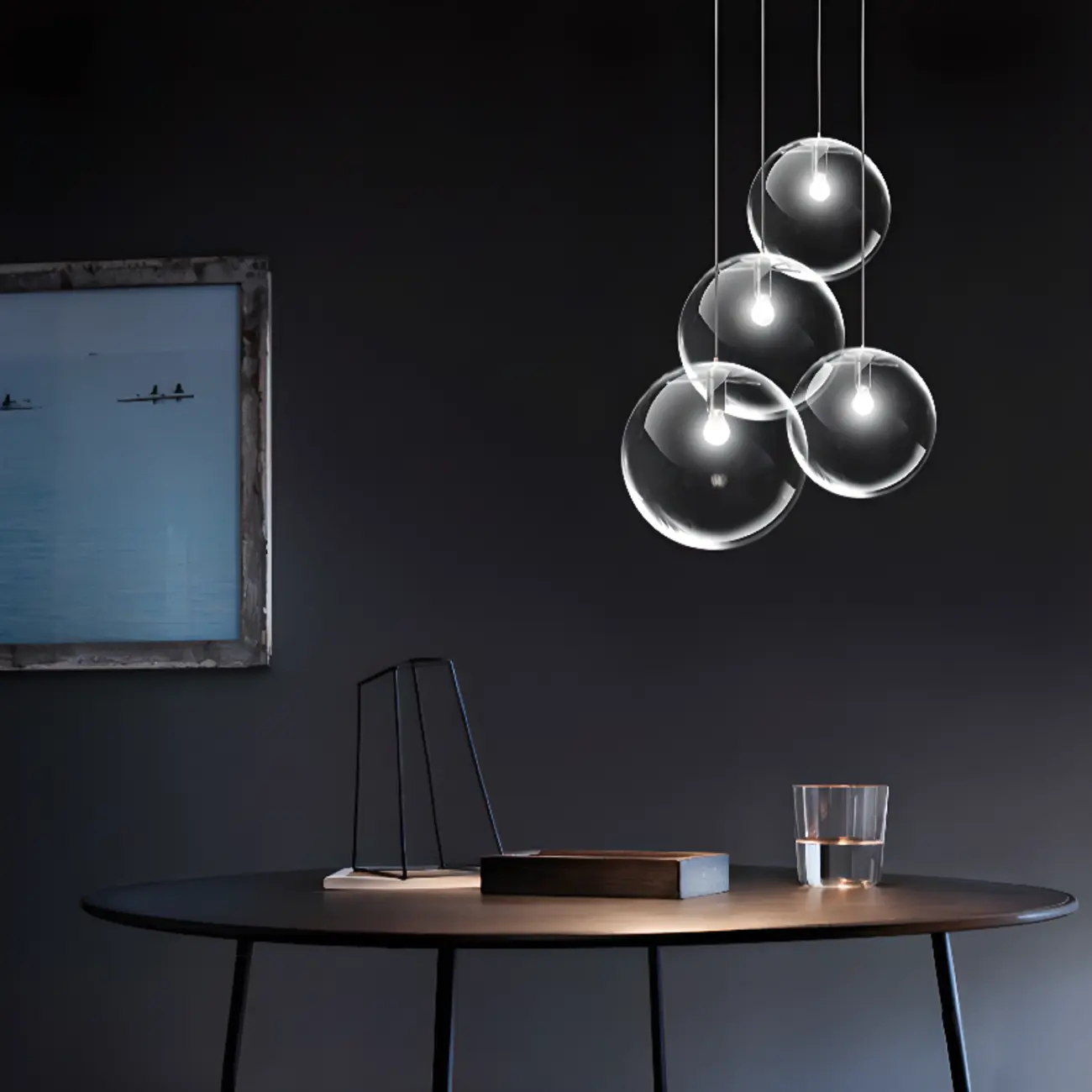 Contemporary Clear Glass Bubble Shape LED Pendant Light for Living Room Image - 6 | homeyfad