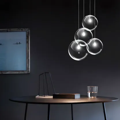 Contemporary Clear Glass Bubble Shape LED Pendant Light for Living Room Image - 6